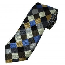 Tresanti Reale Black, Blue, Grey, Brown & Beige Square Patterned Men's Silk Tie