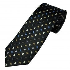 Tresanti Reale Black, Brown, Blue, Beige & Ivory Coffee Bean Patterned Men's Silk Tie