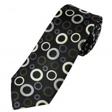 Tresanti Reale Black, Brown, Grey & Ivory Circles Patterned Men's Silk Tie