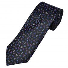 Tresanti Reale Black, Fuchsia Pink, Royal Blue & Grey Flower Pattern Men's Silk Tie