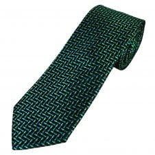 Tresanti Reale Black, Green, Lime, Turquoise & Teal Zig Zag Pattern Men's Silk Designer Tie