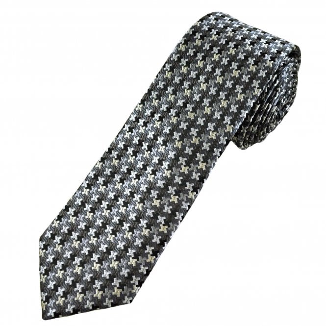 Tresanti Reale Black, Grey, Silver & Beige Pattern Men's Silk Tie