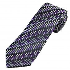 Tresanti Reale Black, Purple, Grey & Silver Zig Zag Pattern Men's Silk Designer Tie
