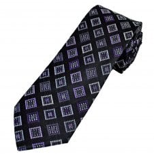 Tresanti Reale Black, Purple, Lilac, Silver & Grey Diamond Pattern Men's Silk Designer Tie