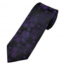 Tresanti Reale Black, Purple & Pink Floral Pattern Men's Silk Tie