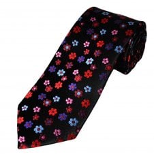 Tresanti Reale Black, Red, Blue, Purple, Pink & Burgundy Flower Patterned Men's Silk Tie