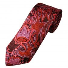 Tresanti Reale Black, Red & Pink Floral Patterned Men's Silk Tie