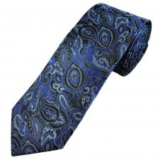 Tresanti Reale Black , Royal Blue & Light Blue Pattern Men's Silk Tie