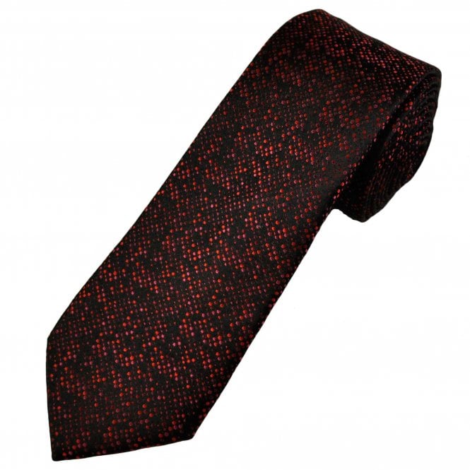 Tresanti Reale Black, Shades Of Red & Pink Spots Pattern Men's Silk Tie