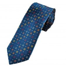 Tresanti Reale Blue Flower & Dot Pattern Men's Silk Designer Tie