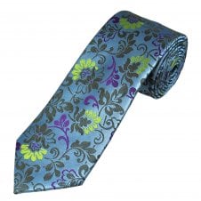 Tresanti Reale Blue, Green & Plum Purple Patterned Men's Silk Tie