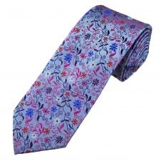 Tresanti Reale Blue, Pink, Purple, Red, Royal Blue & White Floral Pattern Men's Silk Designer Tie