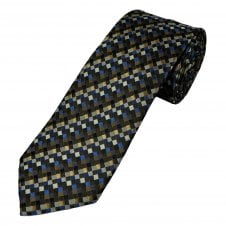 Tresanti Reale Brown, Blue, Gold Beige & Ivory Checked Men's Silk Tie