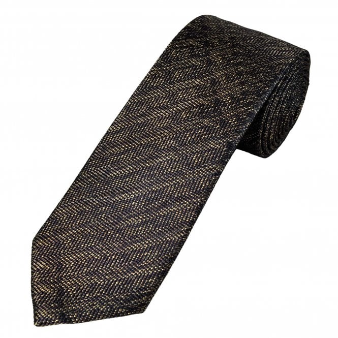 Tresanti Reale Brown, Gold & Navy Micro Patterned Men's Silk Tie
