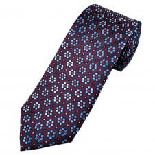 Tresanti Reale Burgundy, Light Blue, Red & Navy Flower Patterned Men's Silk Tie