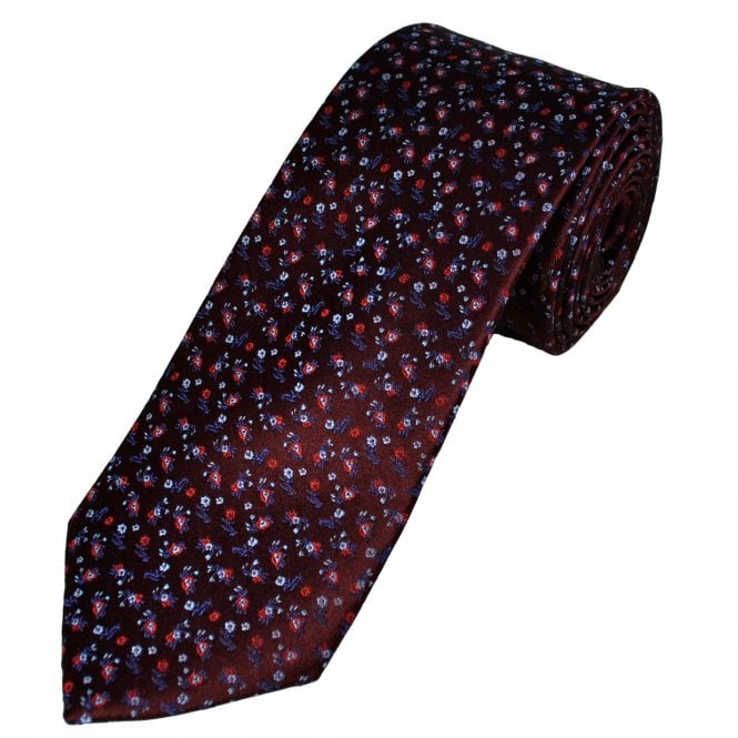 Tresanti Reale Burgundy, Navy, Light Blue & Red Patterned Men's Silk Tie