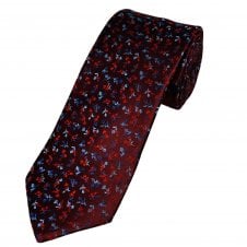 Tresanti Reale Burgundy, Red, Light Blue & Navy Patterned Men's Floral Silk Tie