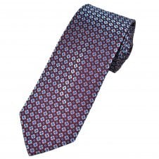 Tresanti Reale Burgundy, Scarlet Red, Arctic Blue & Cobalt Blue Circle Pattern Men's Silk Tie
