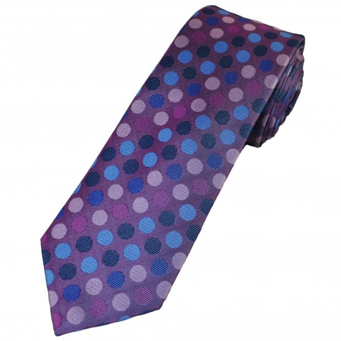 Tresanti Reale Dark Pink, Navy, Blue, Pink & Fuchsia Dot Pattern Men's Silk Designer Tie