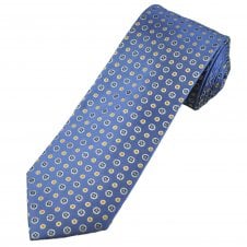 Tresanti Reale Denim Blue with Navy Blue Flower Pattern & Gold Dots Men's Silk Designer Tie