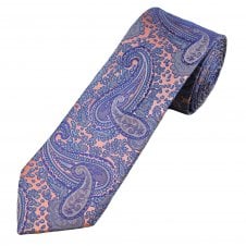 Tresanti Reale Dusky Pink, Royal Blue & Sky Blue Paisley Pattern Men's Silk Tie