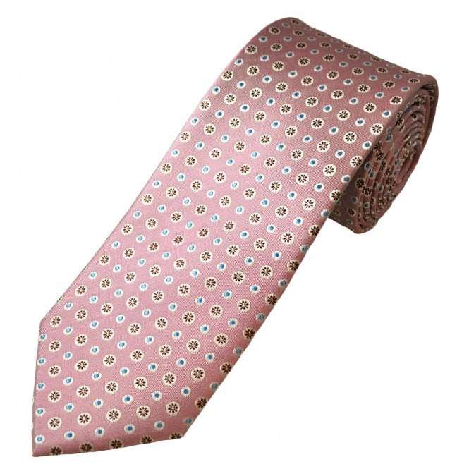 Tresanti Reale Dusky Pink, Silver, Burgundy & Blue Patterned Men's Silk Tie