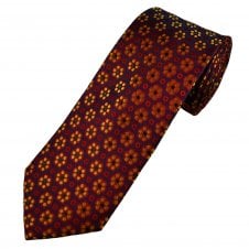 Tresanti Reale French Navy, Red, Gold & Green Flower Patterned Men's Silk Tie