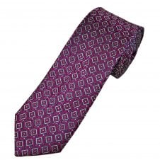 Tresanti Reale Fuchsia Pink, Navy Blue, Silver & Light Blue Diamonds Pattern Men's Silk Tie