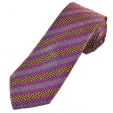 Tresanti Reale Gold, Orange & Shades of Blue Geometric Pattern Men's Silk Designer Tie