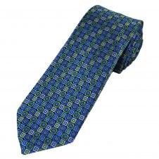 Tresanti Reale Green, Blue & Silver Patterned Men's Silk Designer Tie