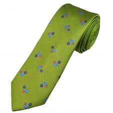 Tresanti Reale Green, Navy, Light Blue & Fuchsia Pink Flower Patterned Men's Silk Tie