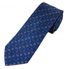 Tresanti Reale Grey, Blue & Silver Patterned Men's Silk Designer Tie