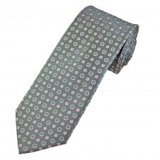 Tresanti Reale Grey, Silver, Navy Blue & Pink Pattern Men's Silk Tie