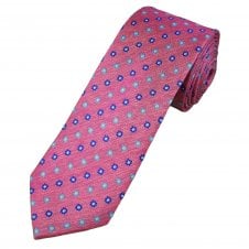 Tresanti Reale Hot Pink, Royal Blue, Blue & White Floral Pattern Men's Silk Tie