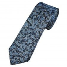 Tresanti Reale Ivory, Navy & Blue Flower Pattern Silk Men's Designer Tie