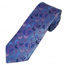 Tresanti Reale Light Blue, Blue, Pink & Navy Floral Pattern Men's Silk Designer Tie