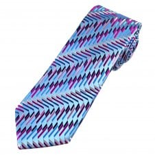 Tresanti Reale Light Blue, Fuchsia, Pink, Blue & Navy Zig Zag Pattern Men's Silk Designer Tie