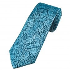Tresanti Reale Light Blue, Navy & Royal Paisley Pattern Men's Silk Designer Tie
