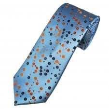 Tresanti Reale Light Blue, Orange & Dark Plum Spot Pattern Silk Men's Designer Tie
