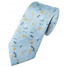 Tresanti Reale Light Blue, Silver, Grey & Beige Patterned Silk Designer Tie