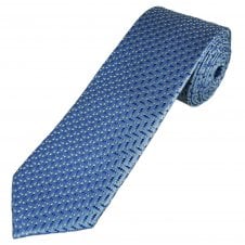 Tresanti Reale Light Blue, White, Grey, Blue & Silver Zig Zag Pattern Men's Silk Designer Tie