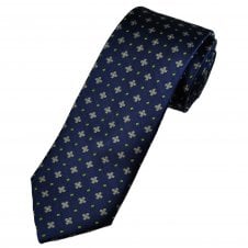 Tresanti Reale Navy Blue, Beige & Lime Green Flower Pattern Silk Men's Designer Tie