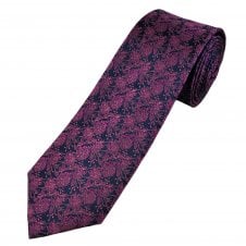Tresanti Reale Navy Blue & Cerise Pink Floral Pattern Men's Silk Designer Tie