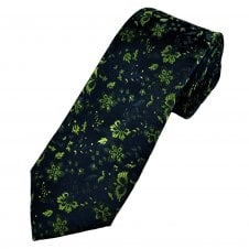Tresanti Reale Navy Blue & Green Flower Patterned Men's Silk Tie