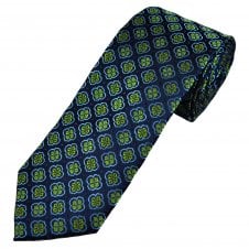 Tresanti Reale Navy Blue, Green, Lilac & Plum Patterned Men's Silk Tie