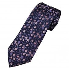Tresanti Reale Navy Blue, Lilac & Baby Pink Floral Pattern Men's Silk Tie