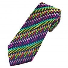 Tresanti Reale Navy Blue & Multi Coloured Zig Zag Pattern Men's Silk Designer Tie