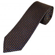 Tresanti Reale Navy Blue, Orange, Turquoise, Pink & Yellow Zig Zag Pattern Men's Silk Designer Tie
