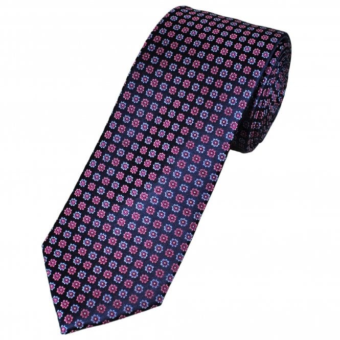 Tresanti Reale Navy, Blue, Pink & Fuchsia Pink Pattern Men's Silk Tie
