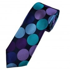 Tresanti Reale Navy, Blue, Plum, Lilac & Turquoise Large Spot Patterned Men's Silk Tie